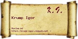 Krump Igor névjegykártya